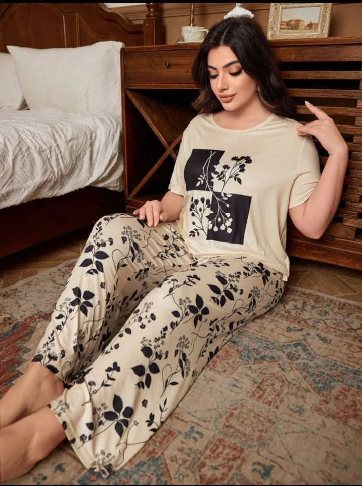 Half Selvees Printed NIght Wear