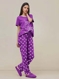 Purple Love Sleep Half Sleeves Printed Nightsuit