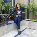 Blue Polka Dot Printed Nightwear