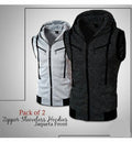 PACK OF 2 ZIPPER SLEEVELESS HOODIES JAQUETA FRONT FOR MEN WOMEN