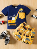 Excavantor Print Short-Sleeves Tee and Shorts Set