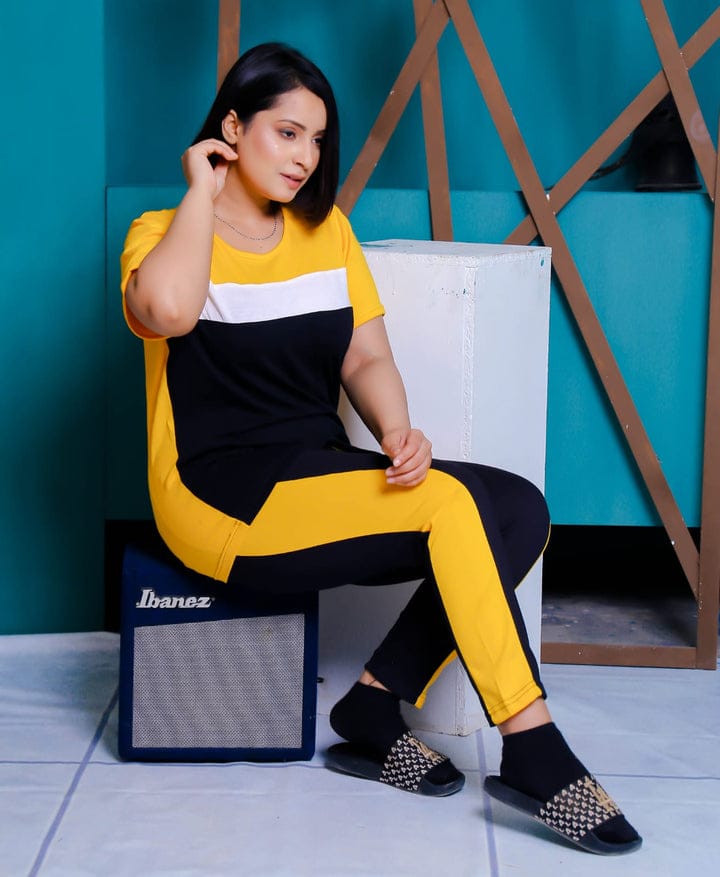 Yellow Colour Panel Tracksuit
