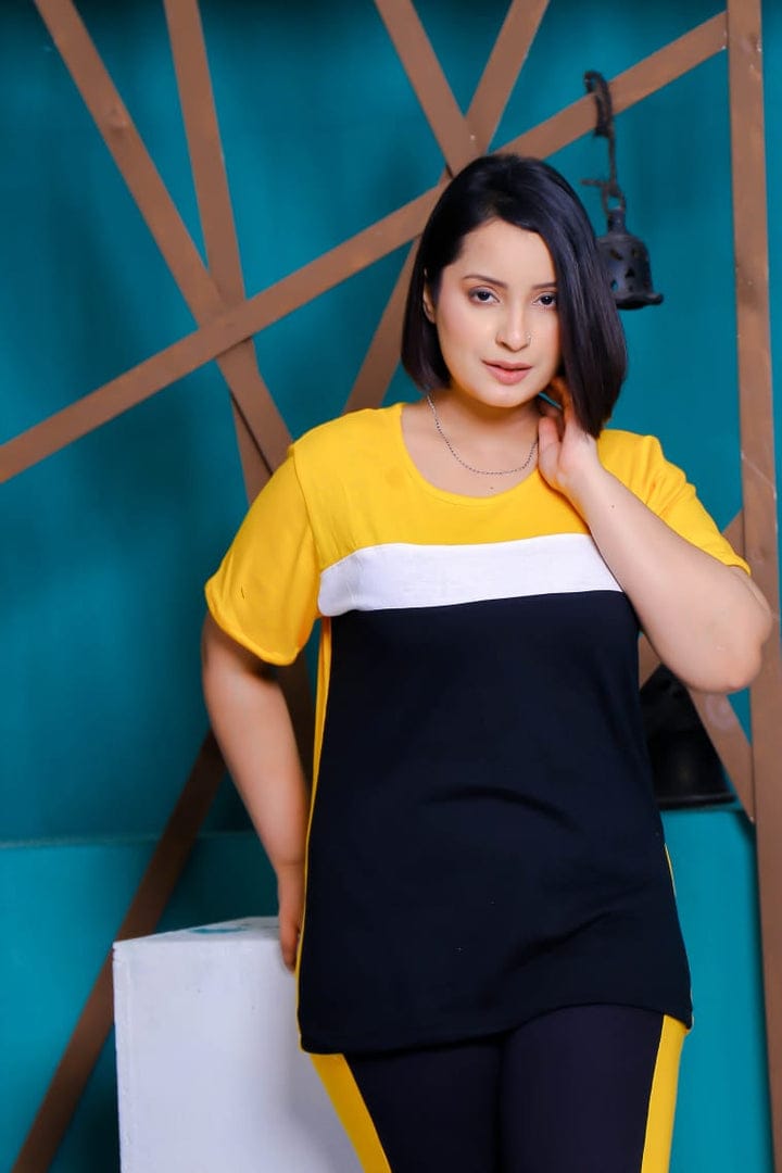 Yellow Colour Panel Tracksuit