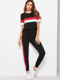 Red Panel Tracksuit For Women
