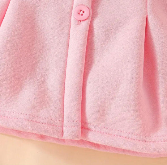 KIDS BUTTON HOODIE - PINK