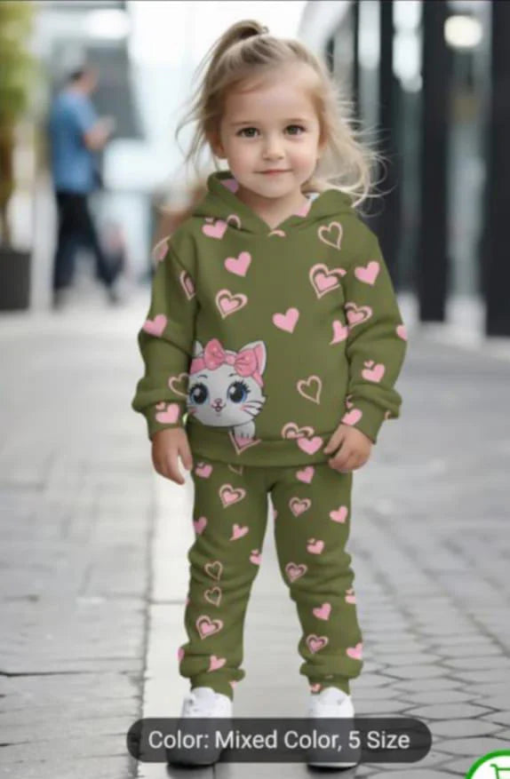Baby Girls Hoodie Printed Sweatshirt Set