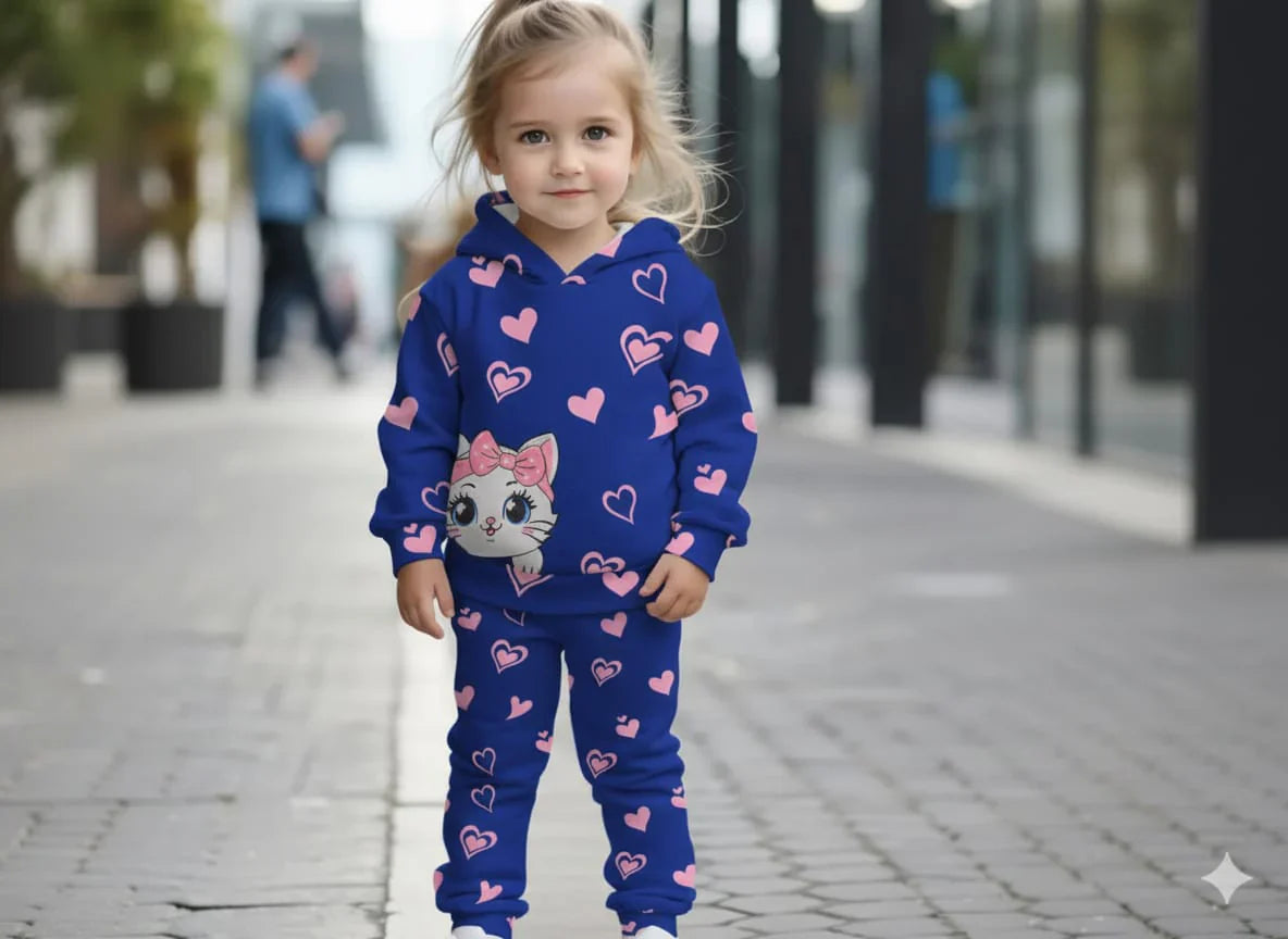 Baby Girls Hoodie Printed Sweatshirt Set