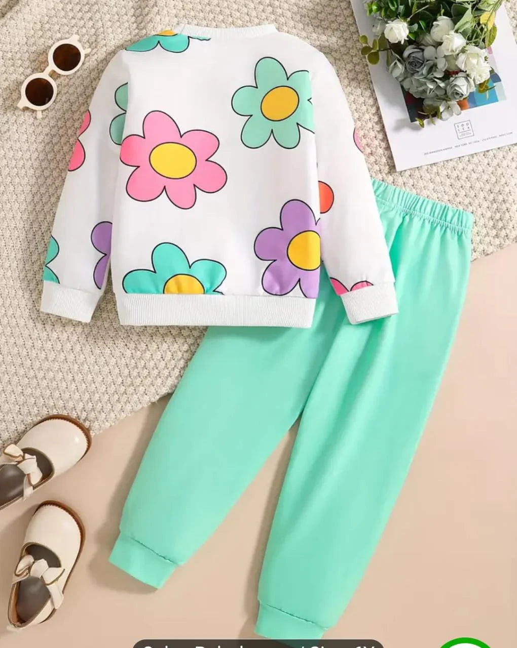 Baby Girl Flowers Printed Winter Kids Tracksuit