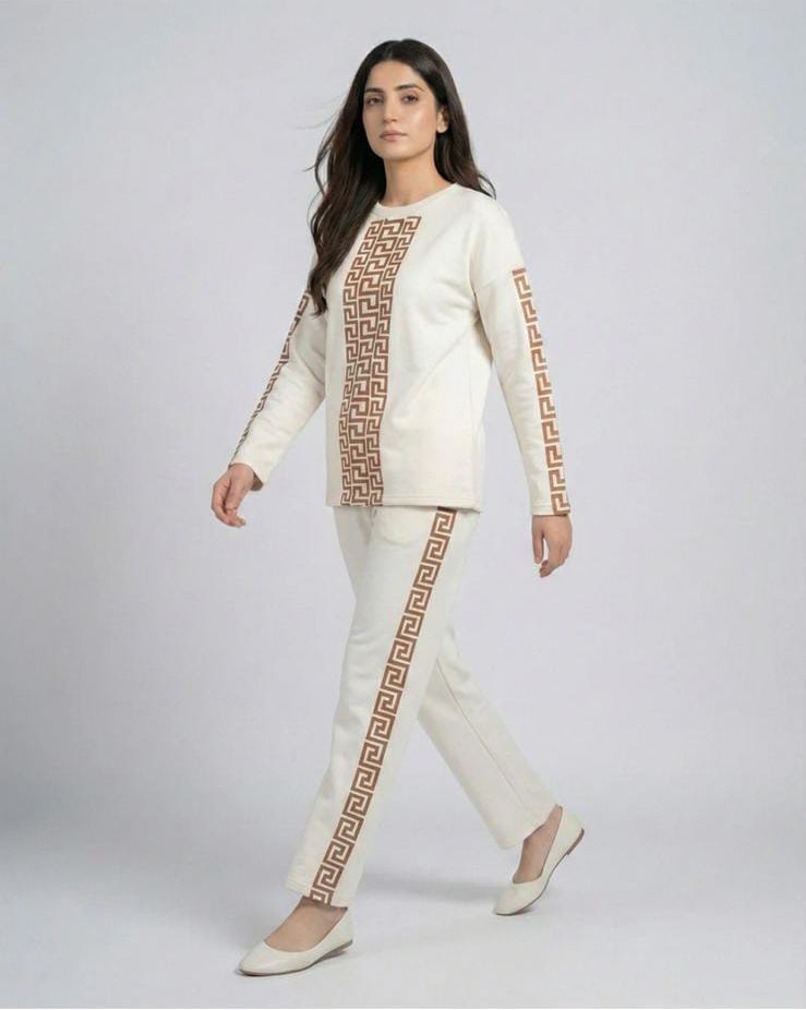 Puzzle Printed Premium Quality Winter 2-Pcs Tracksuit