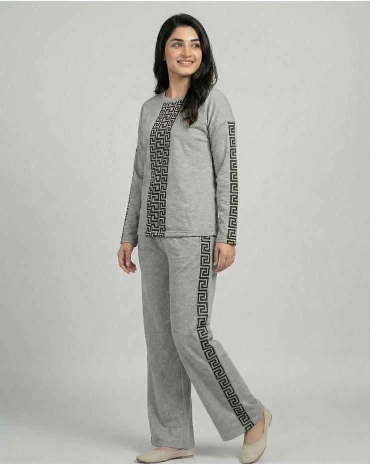 Puzzle Printed Premium Quality Winter 2-Pcs Tracksuit
