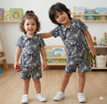 Leaves Printed Shorts Sleeve Kids Wear Summer Tracksuit
