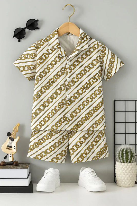 BABY BOY 2 PCS CHAIN PRINT SHORT SET