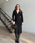 Knit Zipper Midi Sweater Dress