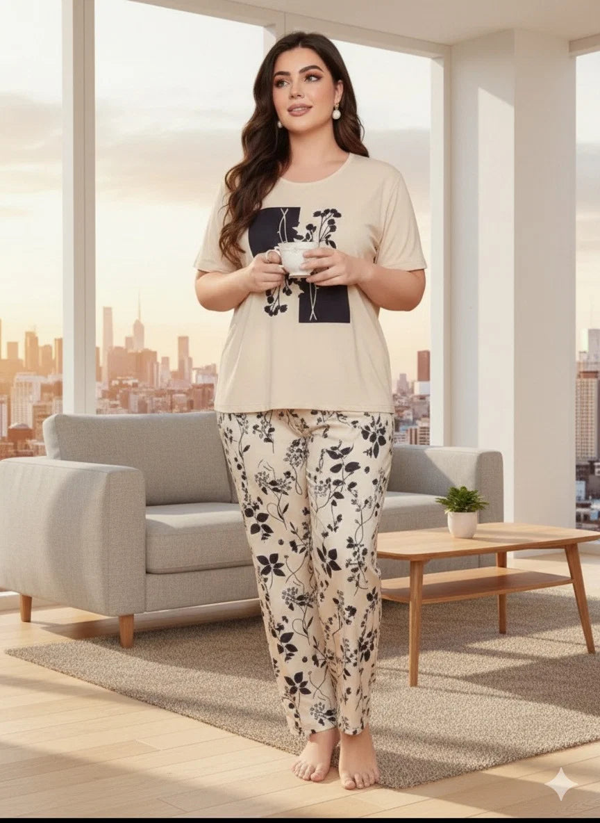 Womens leaves printed Nightwear