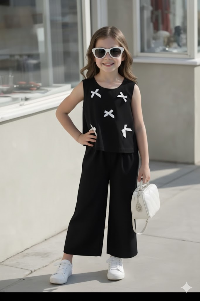 Girls Bow Tank Top & Capri Pant Set