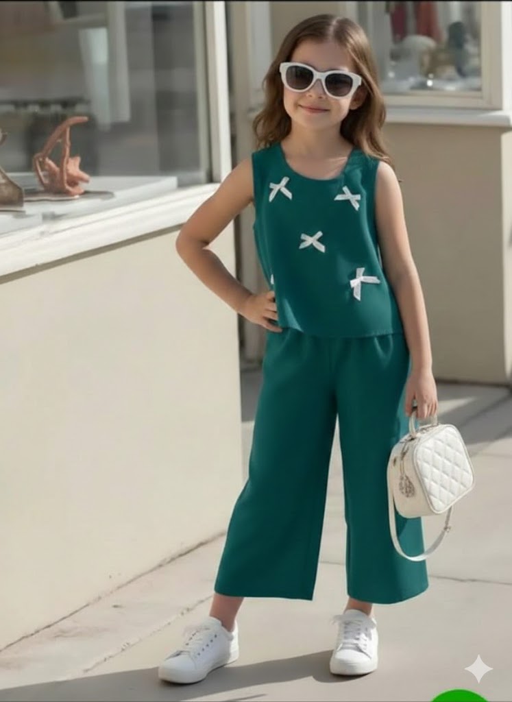 Girls Bow Tank Top & Capri Pant Set
